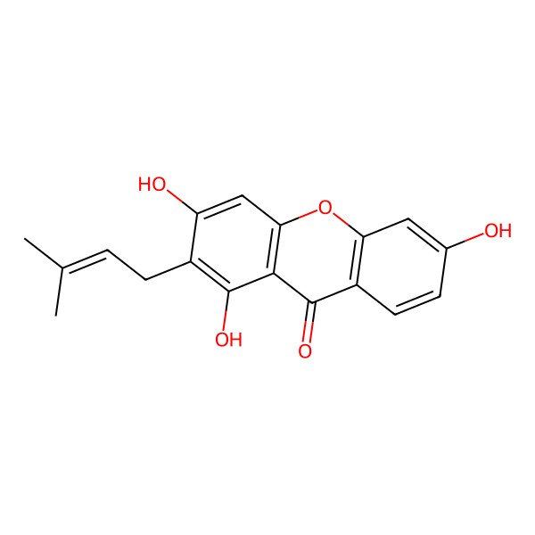 2D Structure of 1,3,6-Trihydroxy-2-(3-methylbut-2-enyl)xanthen-9-one