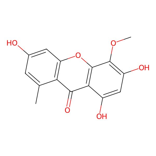 2D Structure of 1,3,6-Trihydroxy-4-methoxy-8-methylxanthen-9-one