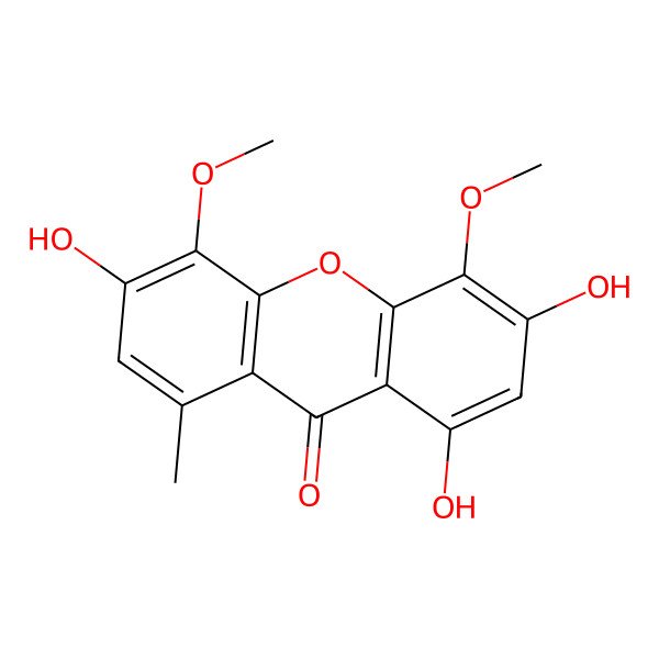 2D Structure of 1,3,6-Trihydroxy-4,5-dimethoxy-8-methylxanthen-9-one
