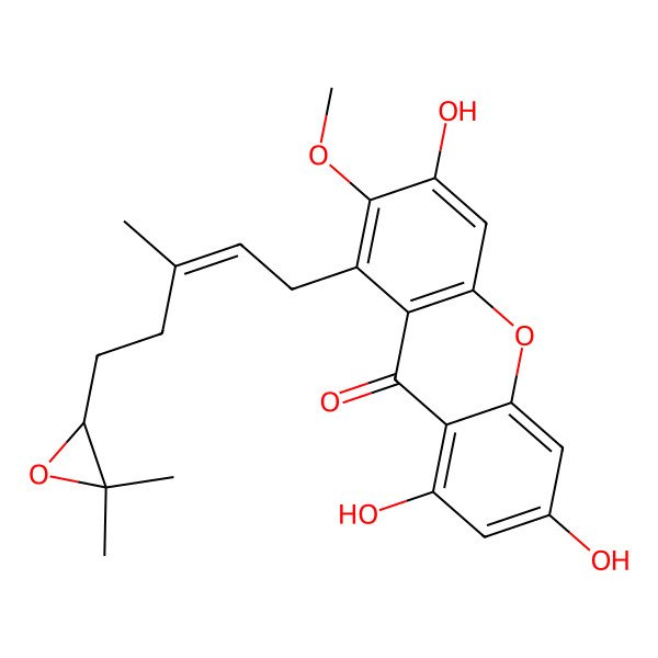 2D Structure of 1,3,6-Trihydroxy-8-(6,7-epoxy-3,7-dimethyl-2-octenyl)-7-methoxyxanthone