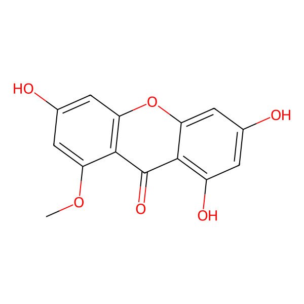 2D Structure of 1,3,6-Trihydroxy-8-methoxy-9H-xanthen-9-one