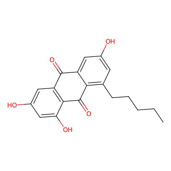 2D Structure of 1,3,6-Trihydroxy-8-n-pentylanthraquinone