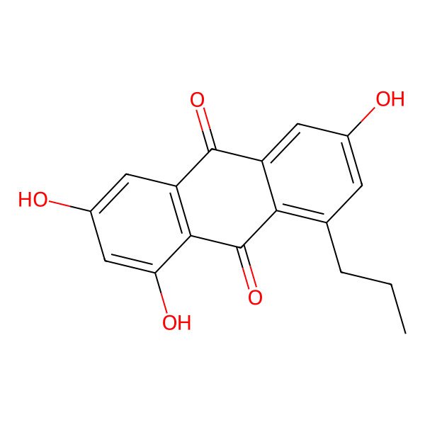 2D Structure of 1,3,6-Trihydroxy-8-propyl-9,10-anthracenedione