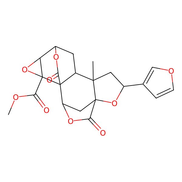2D Structure of Methyl 7-(furan-3-yl)-9-methyl-4,16-dioxo-3,6,14,17-tetraoxahexacyclo[10.3.2.12,5.01,10.05,9.013,15]octadecane-15-carboxylate