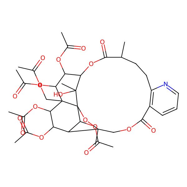 2D Structure of [(1S,3S,15S,18R,19R,20S,21S,22R,23S,24R,25S,26S)-19,20,22,23,25-pentaacetyloxy-26-hydroxy-3,15,26-trimethyl-6,16-dioxo-2,5,17-trioxa-11-azapentacyclo[16.7.1.01,21.03,24.07,12]hexacosa-7(12),8,10-trien-21-yl]methyl acetate