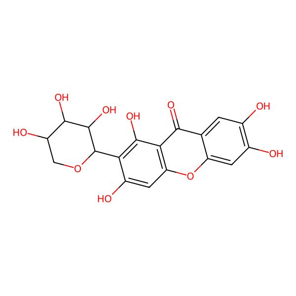 2D Structure of 1,3,6,7-Tetrahydroxy-2-(3,4,5-trihydroxyoxan-2-yl)xanthen-9-one 2D Structure of 1,3,6,7-Tetrahydroxy-2-(3,4,5-trihydroxyoxan-2-yl)xanthen-9-one