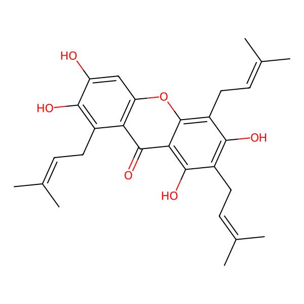 2D Structure of 1,3,6,7-Tetrahydroxy-2,4,8-tris(3-methylbut-2-enyl)xanthen-9-one