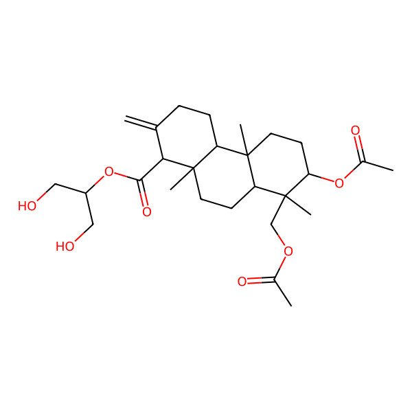 2D Structure of 1,3-Dihydroxypropan-2-yl 7-acetyloxy-8-(acetyloxymethyl)-4b,8,10a-trimethyl-2-methylidene-1,3,4,4a,5,6,7,8a,9,10-decahydrophenanthrene-1-carboxylate