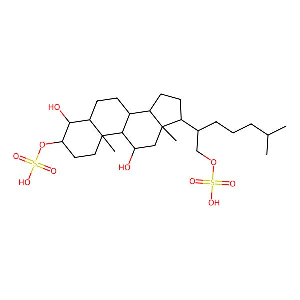 2D Structure of [(3R,4S,5S,8S,9S,10S,11S,13S,14S,17R)-4,11-dihydroxy-10,13-dimethyl-17-[(1R)-5-methyl-1-(sulfooxymethyl)hexyl]-2,3,4,5,6,7,8,9,11,12,14,15,16,17-tetradecahydro-1H-cyclopenta[a]phenanthren-3-yl] hydrogen sulfate