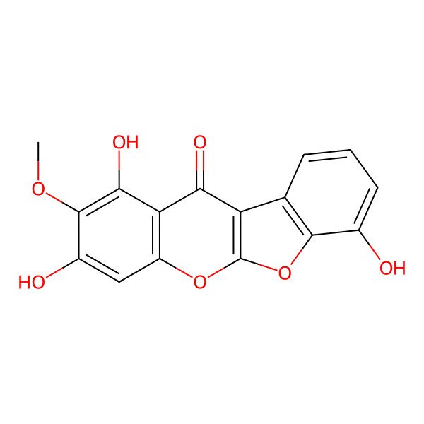 2D Structure of 1,3,7-Trihydroxy-2-methoxy-[1]benzofuro[2,3-b]chromen-11-one