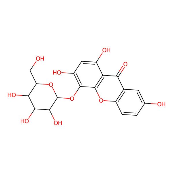 2D Structure of 1,3,7-Trihydroxy-4-[3,4,5-trihydroxy-6-(hydroxymethyl)oxan-2-yl]oxyxanthen-9-one