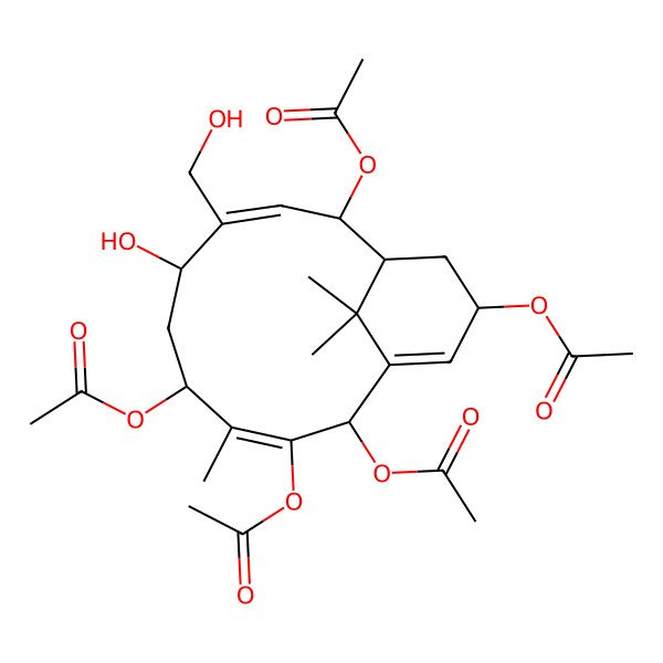 2D Structure of [(2R,3Z,5S,7R,8E,10S,11R,13S)-2,3,5,10-tetraacetyloxy-7-hydroxy-8-(hydroxymethyl)-4,15,15-trimethyl-13-bicyclo[9.3.1]pentadeca-1(14),3,8-trienyl] acetate