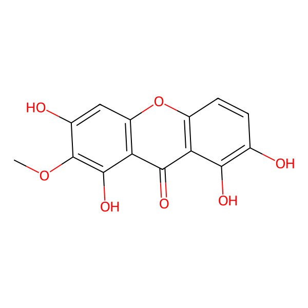 2D Structure of 1,3,7,8-Tetrahydroxy-2-methoxyxanthen-9-one