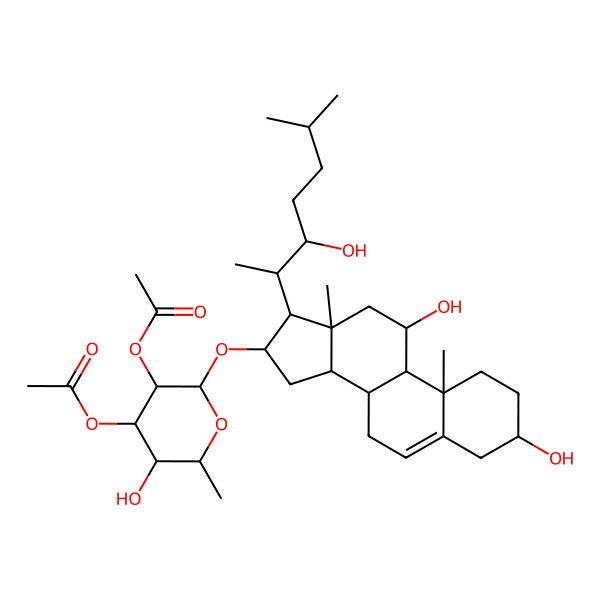 2D Structure of [3-acetyloxy-2-[[3,11-dihydroxy-17-(3-hydroxy-6-methylheptan-2-yl)-10,13-dimethyl-2,3,4,7,8,9,11,12,14,15,16,17-dodecahydro-1H-cyclopenta[a]phenanthren-16-yl]oxy]-5-hydroxy-6-methyloxan-4-yl] acetate