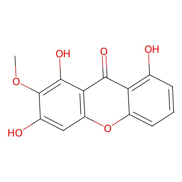 2D Structure of 1,3,8-Trihydroxy-2-methoxyxanthone 2D Structure of 1,3,8-Trihydroxy-2-methoxyxanthone