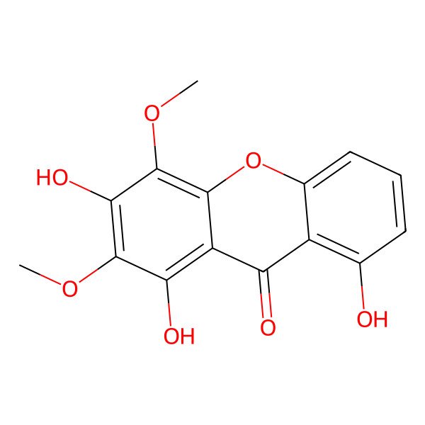2D Structure of 1,3,8-Trihydroxy-2,4-dimethoxy-xanthen-9-one