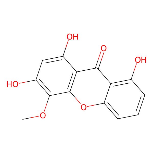2D Structure of 1,3,8-Trihydroxy-4-methoxy-9H-xanthen-9-one 2D Structure of 1,3,8-Trihydroxy-4-methoxy-9H-xanthen-9-one