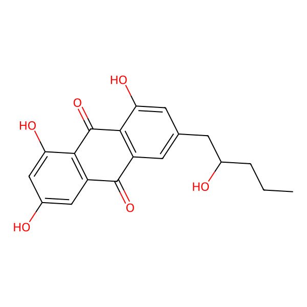 2D Structure of 1,3,8-trihydroxy-6-[(2S)-2-hydroxypentyl]anthracene-9,10-dione