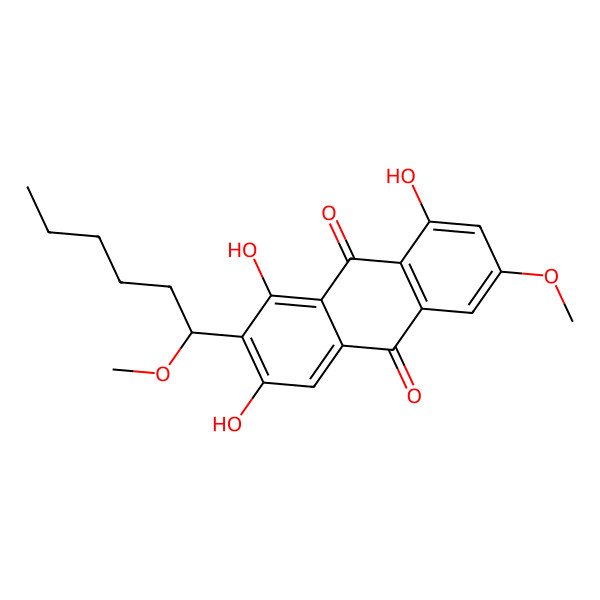 2D Structure of 1,3,8-Trihydroxy-6-methoxy-2-(1-methoxyhexyl)anthracene-9,10-dione