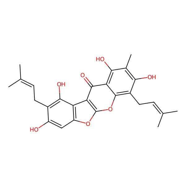 2D Structure of 1,3,8,10-Tetrahydroxy-2-methyl-4,9-bis(3-methylbut-2-enyl)-[1]benzofuro[2,3-b]chromen-11-one