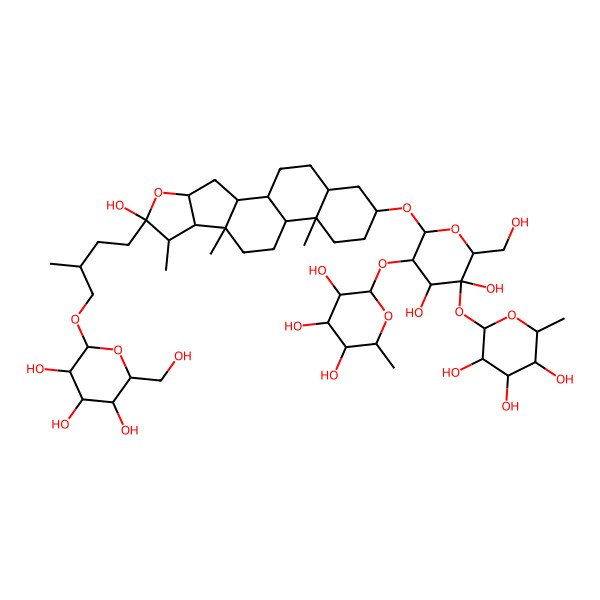 2D Structure of 2-[4,5-Dihydroxy-6-(hydroxymethyl)-2-[[6-hydroxy-7,9,13-trimethyl-6-[3-methyl-4-[3,4,5-trihydroxy-6-(hydroxymethyl)oxan-2-yl]oxybutyl]-5-oxapentacyclo[10.8.0.02,9.04,8.013,18]icosan-16-yl]oxy]-5-(3,4,5-trihydroxy-6-methyloxan-2-yl)oxyoxan-3-yl]oxy-6-methyloxane-3,4,5-triol