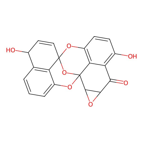 2D Structure of 7,15-Dihydroxy-3,11,21,22-tetraoxaheptacyclo[10.9.1.11,6.112,16.02,4.010,24.020,23]tetracosa-6,8,10(24),13,16(23),17,19-heptaen-5-one