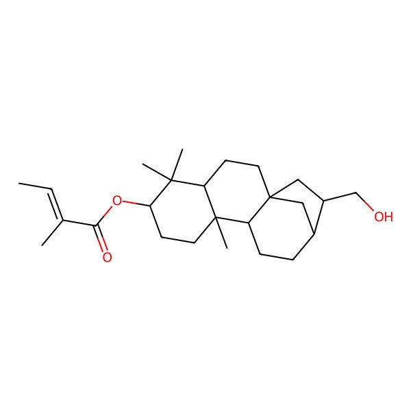 2D Structure of [(1S,4S,6R,9S,10S,13R,14S)-14-(hydroxymethyl)-5,5,9-trimethyl-6-tetracyclo[11.2.1.01,10.04,9]hexadecanyl] (Z)-2-methylbut-2-enoate