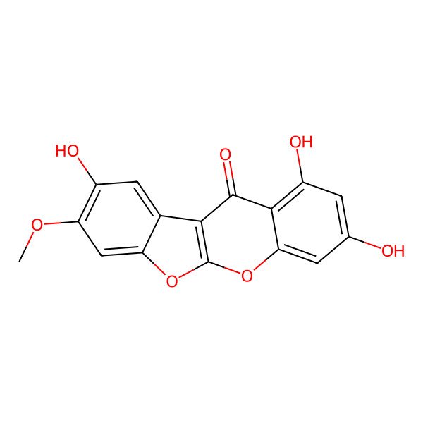 2D Structure of 1,3,9-Trihydroxy-8-methoxy-[1]benzofuro[2,3-b]chromen-11-one