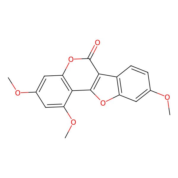2D Structure of 1,3,9-Trimethoxy-[1]benzofuro[3,2-c]chromen-6-one