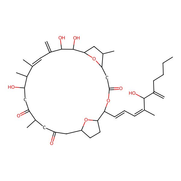 2D Structure of (1R,2R,6S,7R,9R,10R,11R,13Z,15R,16S,19S,23R)-10,11,16-trihydroxy-2-[(1E,3E,5S)-5-hydroxy-4-methyl-6-methylidenedeca-1,3-dienyl]-7,14,15,19-tetramethyl-12-methylidene-3,26,27-trioxatricyclo[21.2.1.16,9]heptacos-13-ene-4,18,21-trione