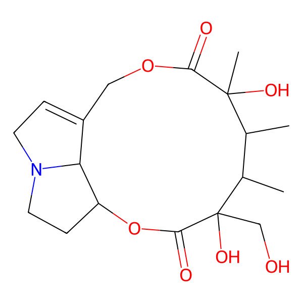 2D Structure of (1R,4S,5R,6R,7R,17R)-4,7-dihydroxy-4-(hydroxymethyl)-5,6,7-trimethyl-2,9-dioxa-14-azatricyclo[9.5.1.014,17]heptadec-11-ene-3,8-dione