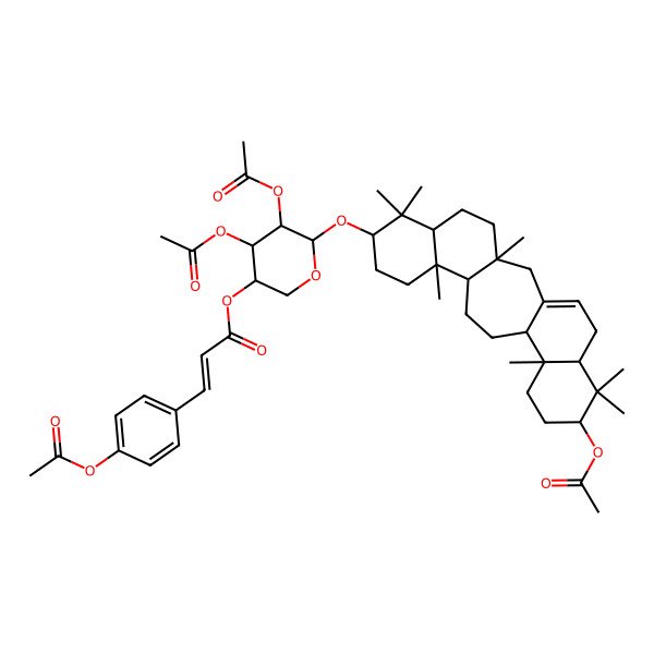 2D Structure of [4,5-Diacetyloxy-6-[(19-acetyloxy-3,7,7,11,16,20,20-heptamethyl-8-pentacyclo[13.8.0.03,12.06,11.016,21]tricos-1(23)-enyl)oxy]oxan-3-yl] 3-(4-acetyloxyphenyl)prop-2-enoate