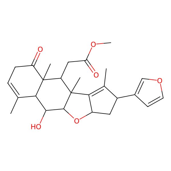 2D Structure of Methyl 2-[13-(furan-3-yl)-2-hydroxy-4,8,10,12-tetramethyl-7-oxo-16-oxatetracyclo[8.6.0.03,8.011,15]hexadeca-4,11-dien-9-yl]acetate