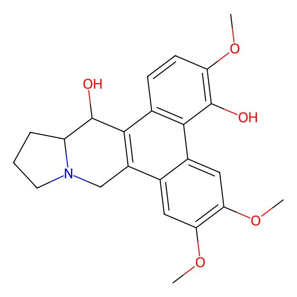 2D Structure of (13aR,14R)-3,6,7-trimethoxy-9,11,12,13,13a,14-hexahydrophenanthro[9,10-f]indolizine-4,14-diol