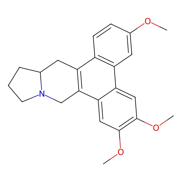 2D Structure of (13aS)-3,6,7-trimethoxy-9,11,12,13,13a,14-hexahydrophenanthro[9,10-f]indolizine