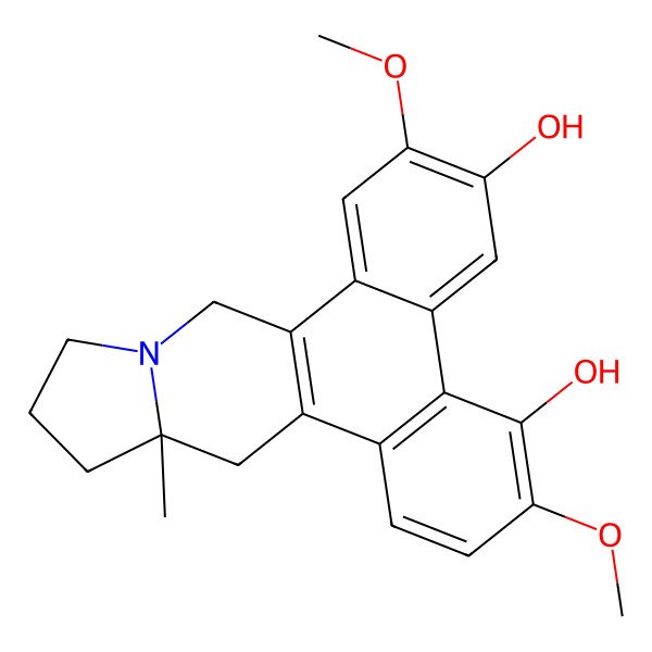2D Structure of (13aS)-3,7-dimethoxy-13a-methyl-11,12,13,14-tetrahydro-9H-phenanthro[10,9-f]indolizine-4,6-diol