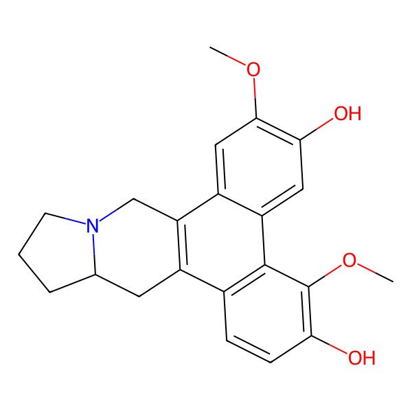 2D Structure of (13aS)-4,7-dimethoxy-9,11,12,13,13a,14-hexahydrophenanthro[9,10-f]indolizine-3,6-diol
