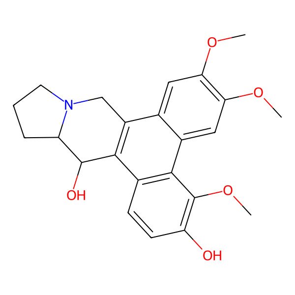 2D Structure of (13aS,14S)-4,6,7-trimethoxy-9,11,12,13,13a,14-hexahydrophenanthro[9,10-f]indolizine-3,14-diol
