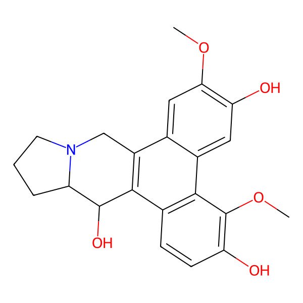2D Structure of (13aS,14S)-4,7-dimethoxy-9,11,12,13,13a,14-hexahydrophenanthro[9,10-f]indolizine-3,6,14-triol