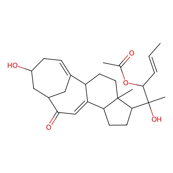 2D Structure of [(E,2R,3S)-2-hydroxy-2-[(2R,5S,6S,9R,13S,15S)-15-hydroxy-5-methyl-12-oxo-6-tetracyclo[11.4.1.02,10.05,9]octadeca-1(17),10-dienyl]hex-4-en-3-yl] acetate