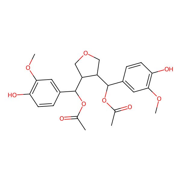 2D Structure of [(S)-[(3R,4R)-4-[(R)-acetyloxy-(4-hydroxy-3-methoxyphenyl)methyl]oxolan-3-yl]-(4-hydroxy-3-methoxyphenyl)methyl] acetate