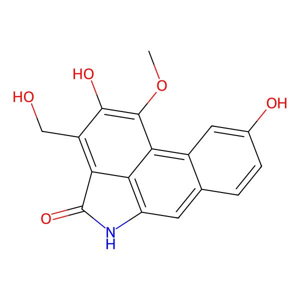 2D Structure of 4,14-Dihydroxy-13-(hydroxymethyl)-15-methoxy-10-azatetracyclo[7.6.1.02,7.012,16]hexadeca-1,3,5,7,9(16),12,14-heptaen-11-one