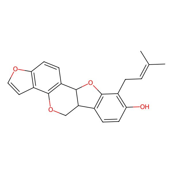 2D Structure of (2R,10R)-5-(3-methylbut-2-enyl)-3,12,17-trioxapentacyclo[11.7.0.02,10.04,9.014,18]icosa-1(13),4(9),5,7,14(18),15,19-heptaen-6-ol