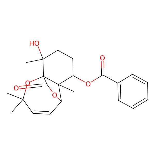 2D Structure of [(1R,2S,5S,6S,7R)-2-hydroxy-2,6,10,10-tetramethyl-12-oxo-11,13-dioxatricyclo[5.4.2.01,6]tridec-8-en-5-yl] benzoate