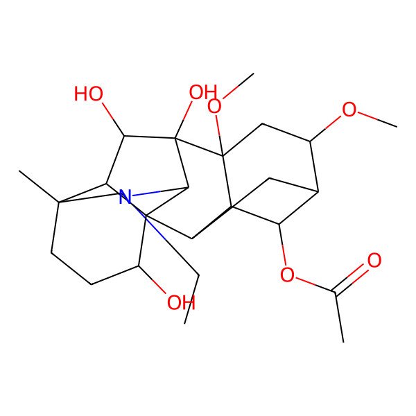 2D Structure of (11-Ethyl-9,16,18-trihydroxy-6,8-dimethoxy-13-methyl-11-azahexacyclo[7.7.2.12,5.01,10.03,8.013,17]nonadecan-4-yl) acetate