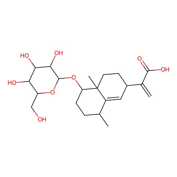 2D Structure of 2-[4a,8-dimethyl-5-[3,4,5-trihydroxy-6-(hydroxymethyl)oxan-2-yl]oxy-3,4,5,6,7,8-hexahydro-2H-naphthalen-2-yl]prop-2-enoic acid