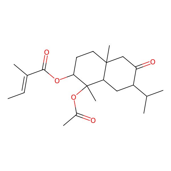 2D Structure of (1-acetyloxy-1,4a-dimethyl-6-oxo-7-propan-2-yl-3,4,5,7,8,8a-hexahydro-2H-naphthalen-2-yl) 2-methylbut-2-enoate