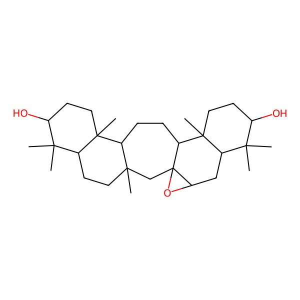 2D Structure of (1S,3S,6R,8S,11R,12S,15R,16S,19R,21R,23R)-3,7,7,11,16,20,20-heptamethyl-24-oxahexacyclo[13.9.0.01,23.03,12.06,11.016,21]tetracosane-8,19-diol