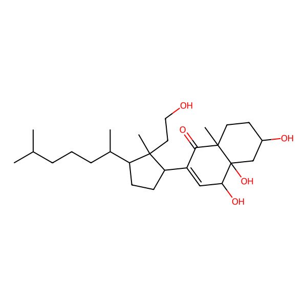 2D Structure of (4S,4aR,6S,8aS)-4,4a,6-trihydroxy-2-[(1R,2R,3R)-2-(2-hydroxyethyl)-2-methyl-3-[(2R)-6-methylheptan-2-yl]cyclopentyl]-8a-methyl-5,6,7,8-tetrahydro-4H-naphthalen-1-one