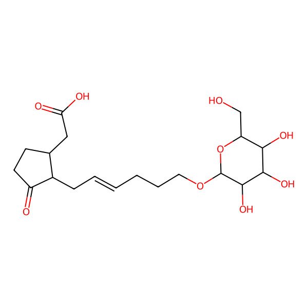 2D Structure of 2-[(1R,2R)-3-oxo-2-[(Z)-6-[(2R,3R,4S,5S,6R)-3,4,5-trihydroxy-6-(hydroxymethyl)oxan-2-yl]oxyhex-2-enyl]cyclopentyl]acetic acid